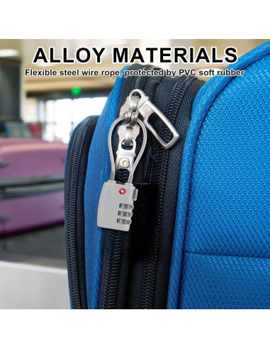 5 Candados de Combinación 3 Dígitos TKSDWBLTY Plata