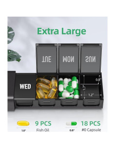 Organizador de Pastillas Semanal PULIV Dual Negro 7 Días 2