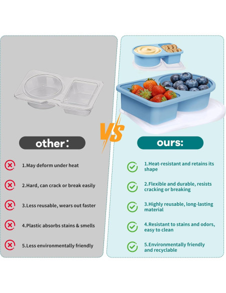 Paquete de 3 Contenedores de Silicona Ecológicos con Tapas