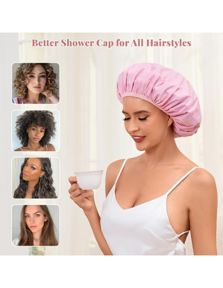 Gorro de Ducha Impermeable Reutilizable Kafteri Rosa Grande