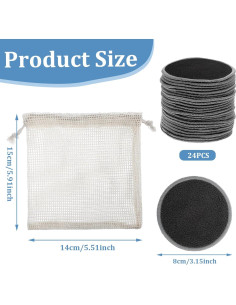 Almohadillas Reutilizables para Desmaquillar JIEYAO 24 Pcs 8cm 2
