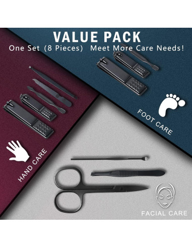 Set de Manicura 8 Piezas ONLYWEE con Estuche de Viaje