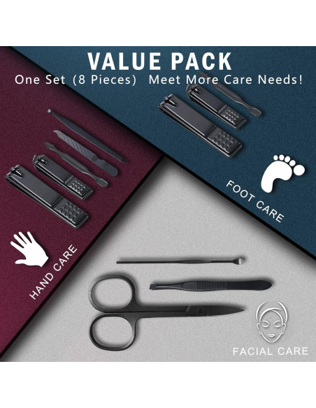 Set de Manicura 8 Piezas ONLYWEE con Estuche de Viaje