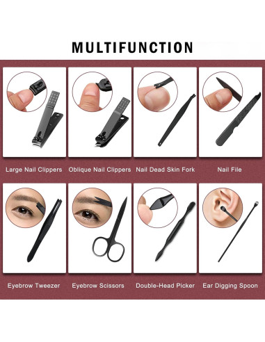 Set de Manicura 8 Piezas ONLYWEE con Estuche de Viaje