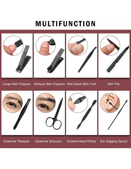 Set de Manicura 8 Piezas ONLYWEE con Estuche de Viaje