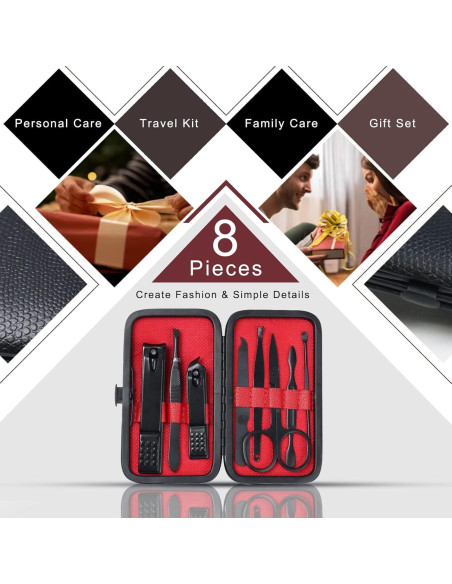 Set de Manicura 8 Piezas ONLYWEE con Estuche de Viaje