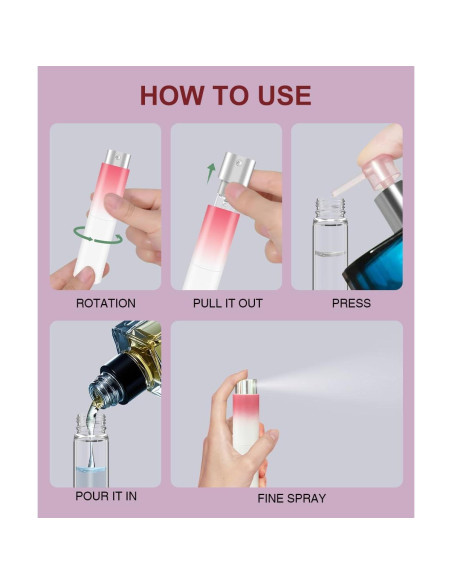 Botella de Perfume Rellenable YOUXIU 8ml Mini Viaje 4 Piezas