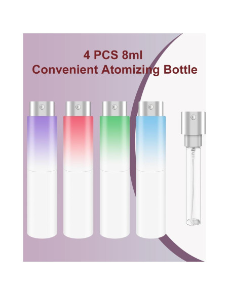 Botella de Perfume Rellenable YOUXIU 8ml Mini Viaje 4 Piezas