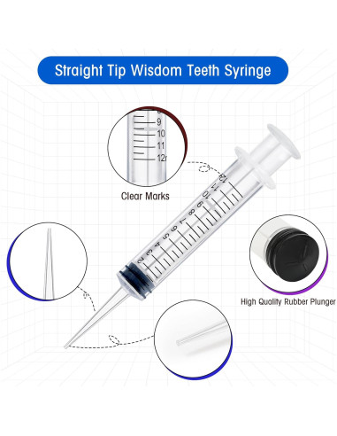 Paquete de 7 Jeringas Dentales BHOWISK 12ml Punta Recta