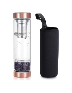 Botella de Agua de Cristal Yoption 400ml con Infusor y Funda