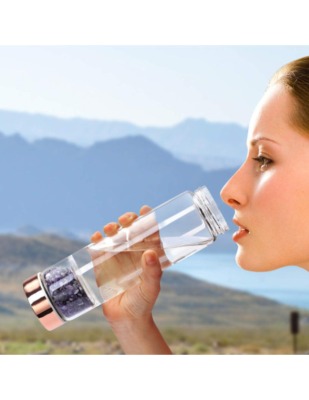 Botella de Agua de Cristal Yoption 400ml con Infusor y Funda