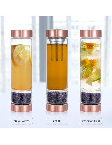 Botella de Agua de Cristal Yoption 400ml con Infusor y Funda