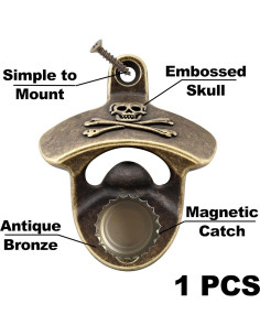 Abrebotellas de Pared Magnético HAIICEN Calavera Bronce Antiguo 2