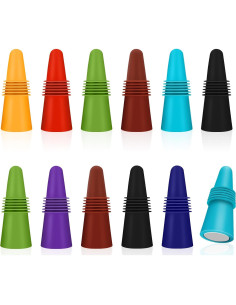 12 Tapones de Vino Reutilizables Dirvcp de Silicona Multicolor 2