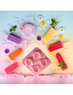 Molde de Hielo Silicona Rosa 4 Cavidades Dientes Postizos 2