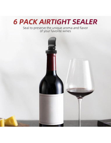 Conjunto 6 Tapones para Botellas de Vino Notoke - Sello Hermético