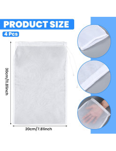 4 Bolsas Reutilizables de Nylon para Colar Leche de Nueces Nogeqi 2