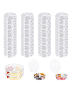 30 Contenedores Desechables BIEOFFEI para Snacks 3 Compartimentos