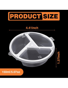 30 Contenedores Desechables BIEOFFEI para Snacks 3 Compartimentos 2