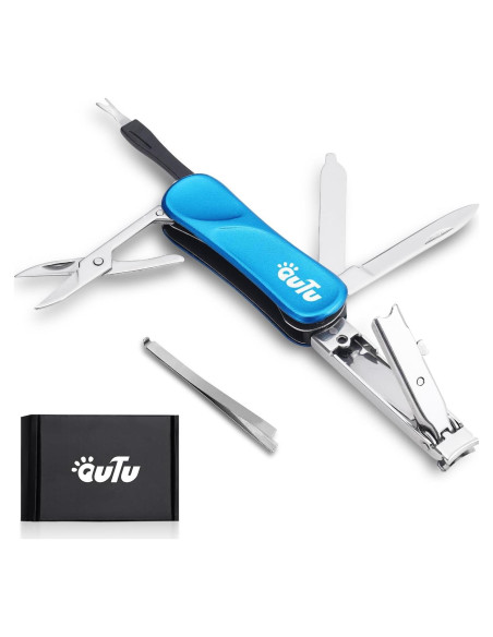 Cortauñas Multiherramienta OUTU 7 en 1 con Llavero Azul