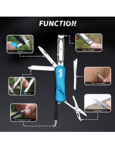 Cortauñas Multiherramienta OUTU 7 en 1 con Llavero Azul 2
