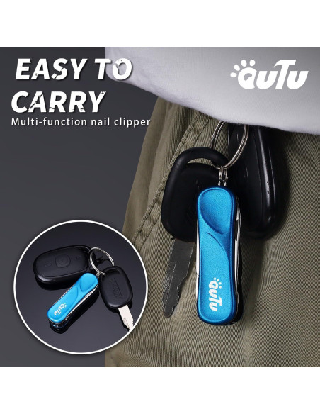 Cortauñas Multiherramienta OUTU 7 en 1 con Llavero Azul