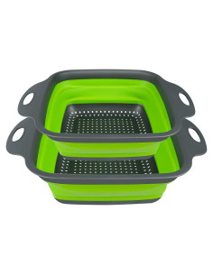 Juego de Coladores Plegables AUAUY 2 PCS Silicona Verde