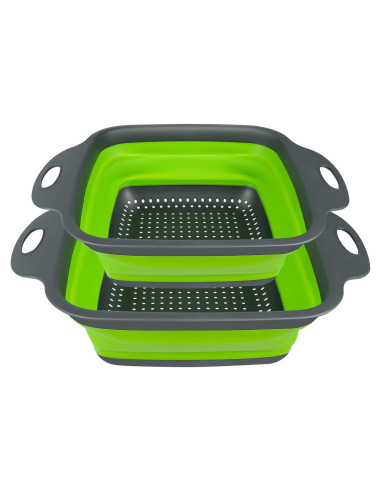 Juego de Coladores Plegables AUAUY 2 PCS Silicona Verde
