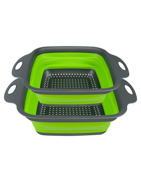 Juego de Coladores Plegables AUAUY 2 PCS Silicona Verde