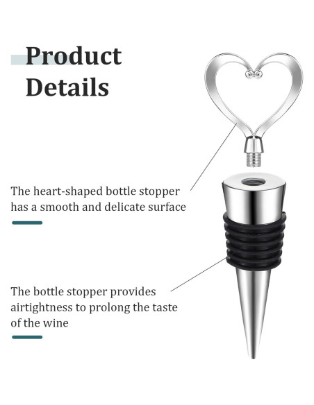 3 Tapones de Vino Reutilizables Xinjoduz Corazón Plateado