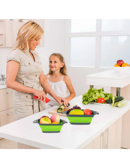 Juego de Coladores Plegables AUAUY 2 PCS Silicona Verde