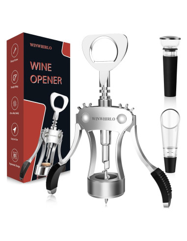 Juego de Sacacorchos 4 en 1 WINWHIRLO con Tapón y Vertedor
