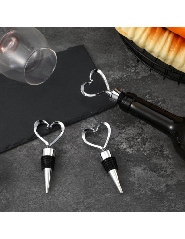 3 Tapones de Vino Reutilizables Xinjoduz Corazón Plateado