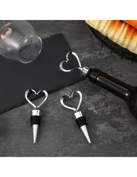 3 Tapones de Vino Reutilizables Xinjoduz Corazón Plateado