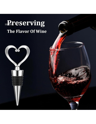 3 Tapones de Vino Reutilizables Xinjoduz Corazón Plateado