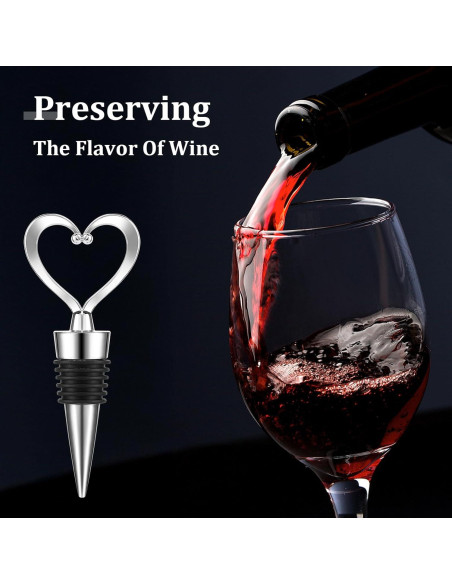 3 Tapones de Vino Reutilizables Xinjoduz Corazón Plateado