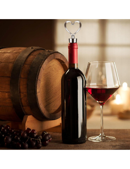 3 Tapones de Vino Reutilizables Xinjoduz Corazón Plateado