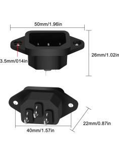 Adaptador de enchufe C14 250V 10A Yingtuyou - 10 PCS 2