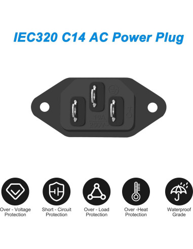 Adaptador de enchufe C14 250V 10A Yingtuyou - 10 PCS