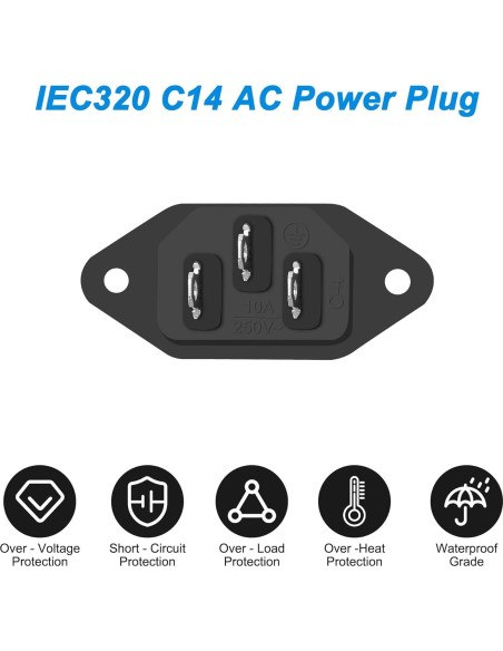 Adaptador de enchufe C14 250V 10A Yingtuyou - 10 PCS