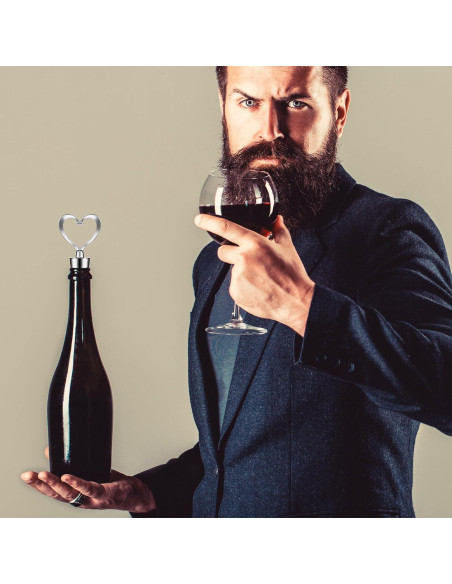 3 Tapones de Vino Reutilizables Xinjoduz Corazón Plateado