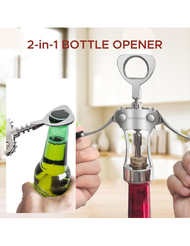 Juego de Sacacorchos 4 en 1 WINWHIRLO con Tapón y Vertedor