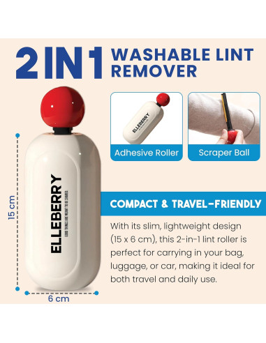 Rodillo de Pelusa Reutilizable ELLEBERRY - Lavable y Ecológico