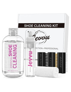 Kit de Limpieza de Zapatos Jevvu 295 ml con 3 Cepillos y Toalla