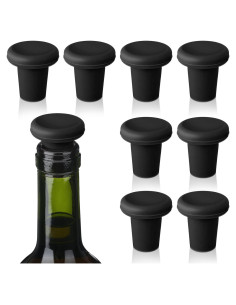 Yookeer 8 Tapones de Vino de Silicona para Botellas - Negro