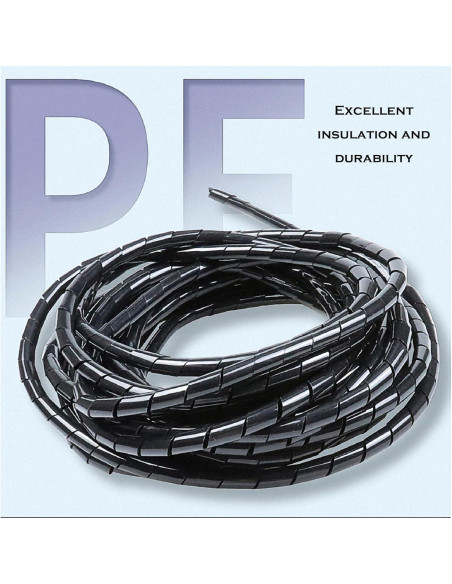 Manga Enrollada Espiral MyyYiTar 1" x 1.68m para Cables - Negro