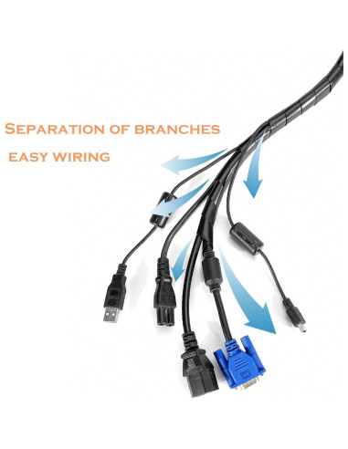 Manga Enrollada Espiral MyyYiTar 1" x 1.68m para Cables - Negro