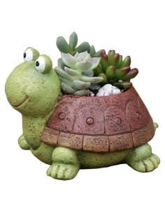 Maceta Tortuga Youfui de Resina Verde para Suculentas 12x10x8.5cm