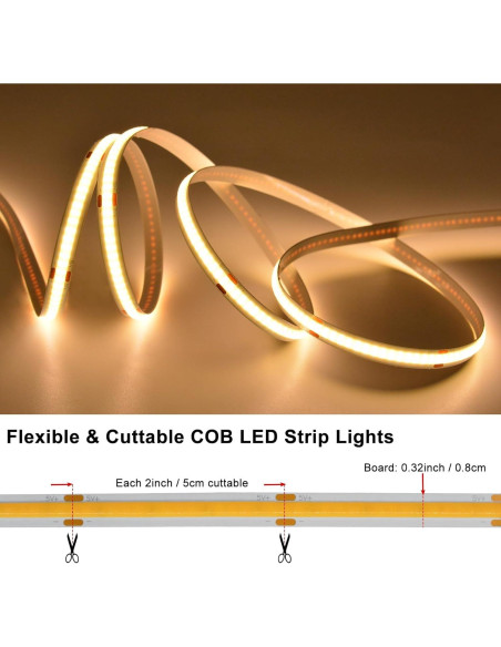 Tira de luces LED COB LumBelle 2m 640 LEDs regulable blanca cálida