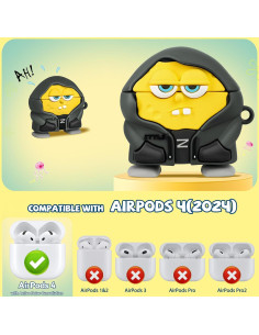 Funda de Silicona Kawaii Amarilla para AirPods 4 2024 con Kit de Limpieza 2